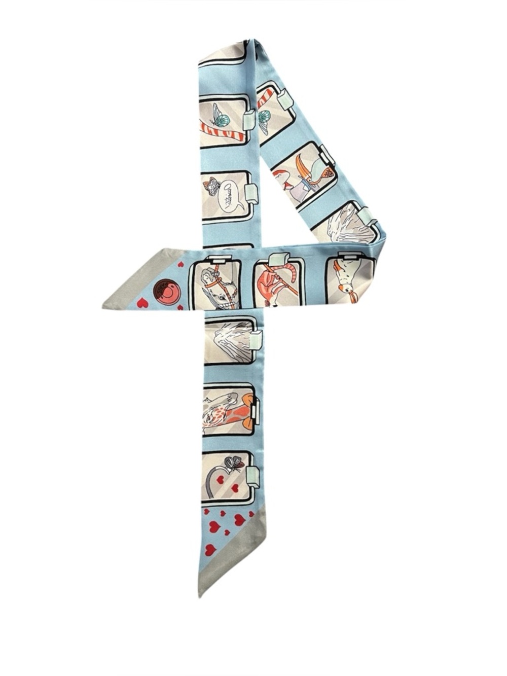 Hermes Limited Edition “Story Time”  Twilly scarf Light Blue Multicolor New